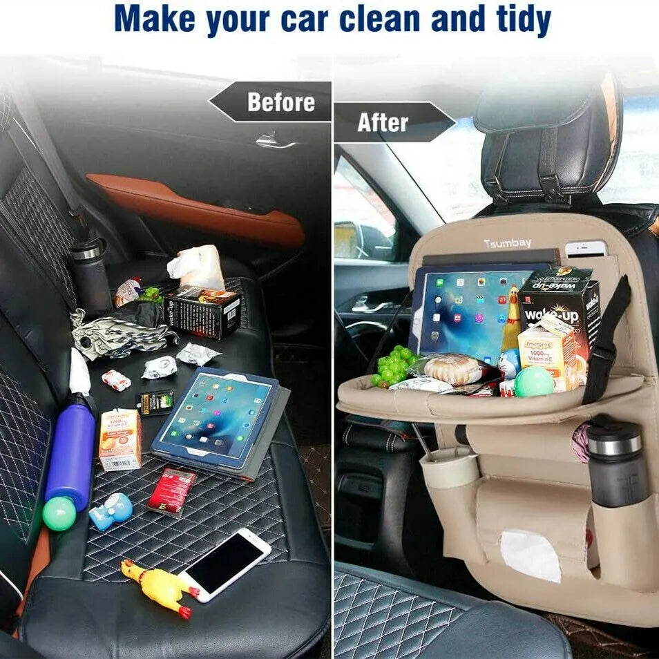 RIT's Car Seat Back Organizer with Foldable Table Tray