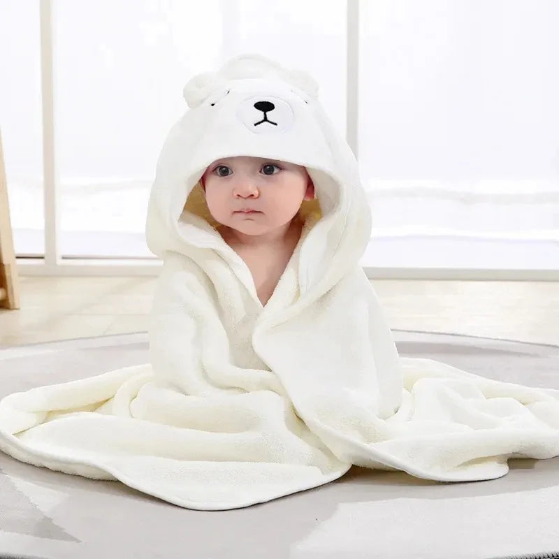 Cartoon Baby Hooded Towel - white bear - VITALS Demo Store